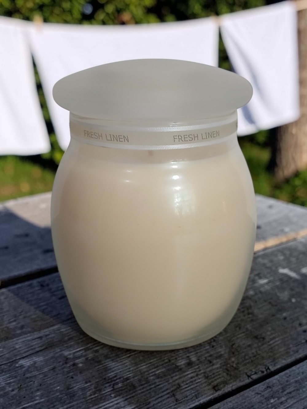 Fresh Linen Scented Jar Candle - Cream Home Accent